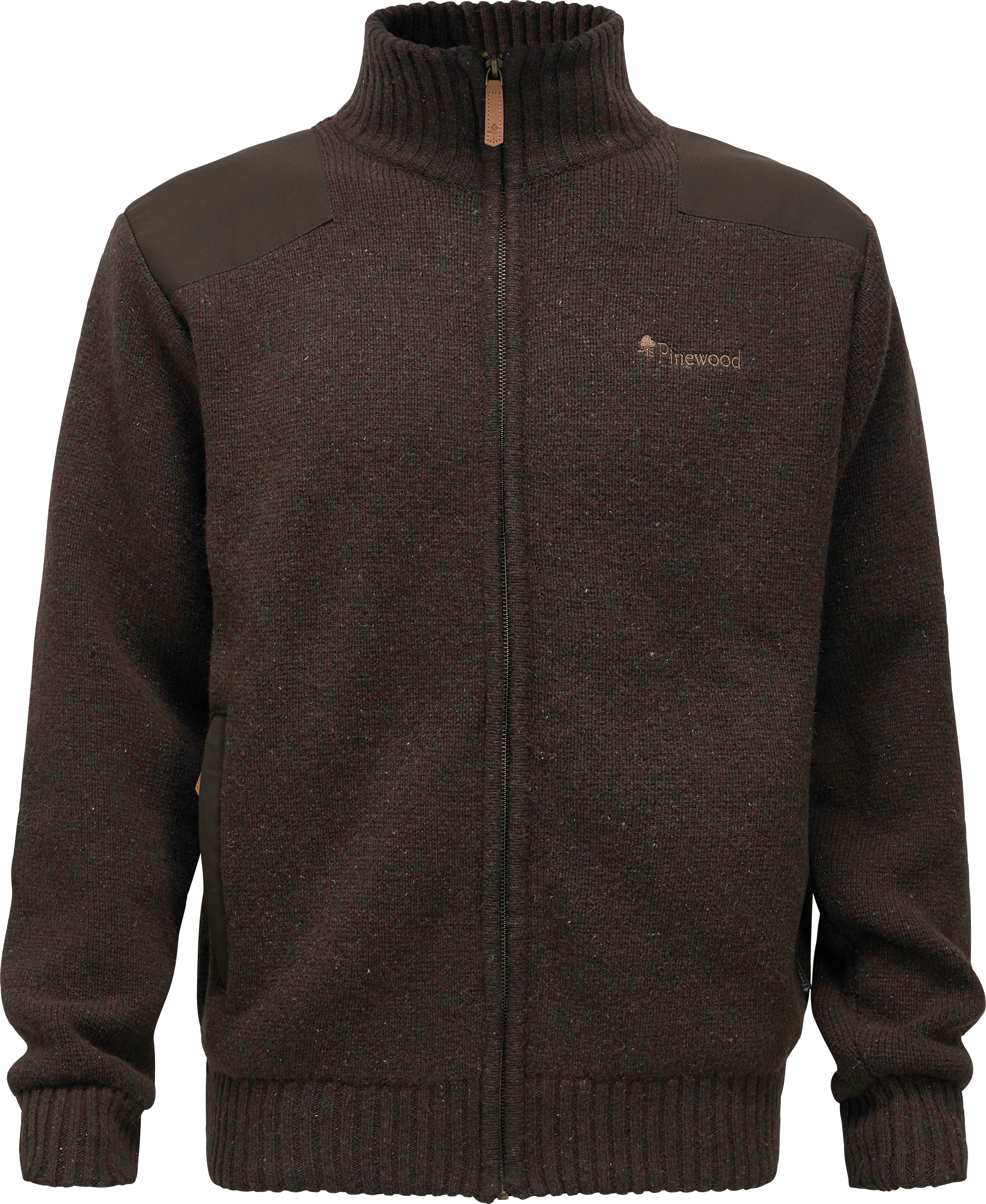 Pinewood Men’s Hurricane Full Zip Sweater Dark Brown Mel