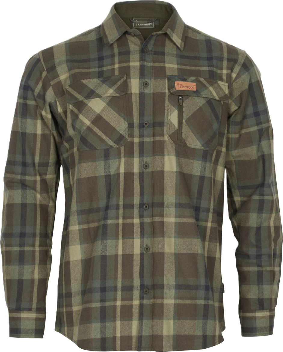 Pinewood Men’s Lappland Rough Flannel Shirt Green/Brown