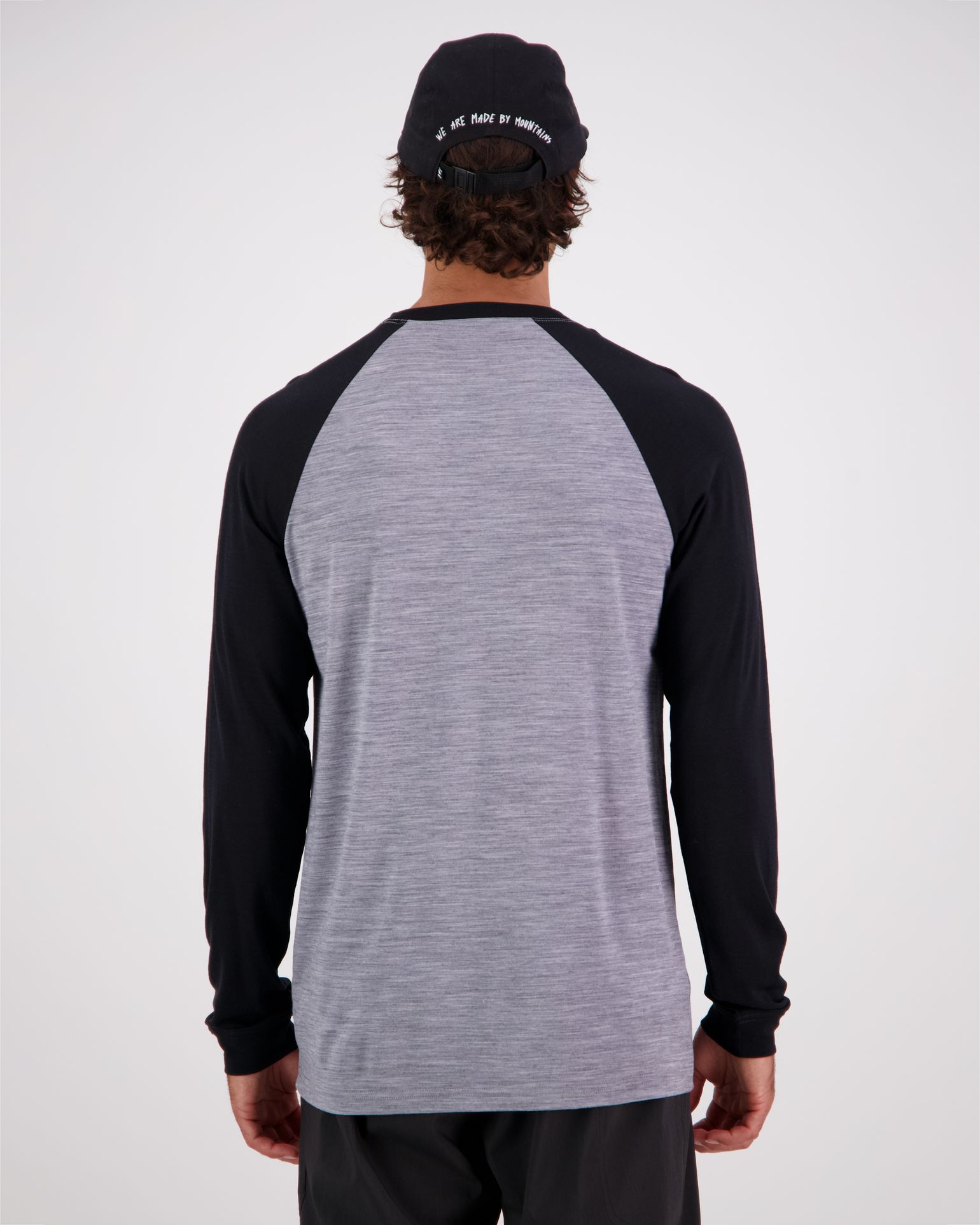 Mons Royale Men's Icon Merino Raglan Long Sleeve Grey Heather / Black