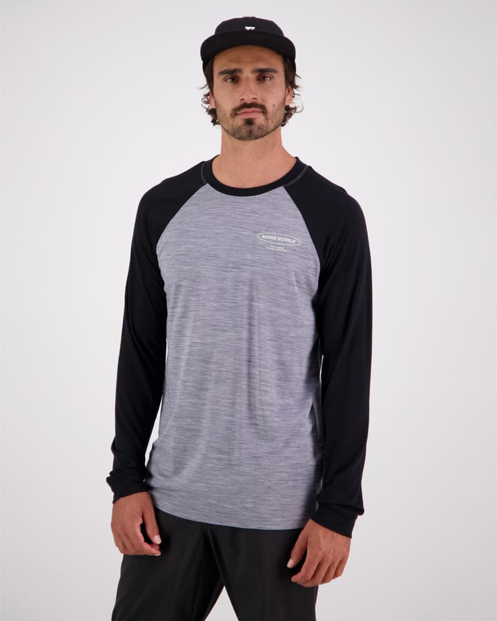 Mons Royale Men's Icon Merino Raglan Long Sleeve Grey Heather / Black Mons Royale