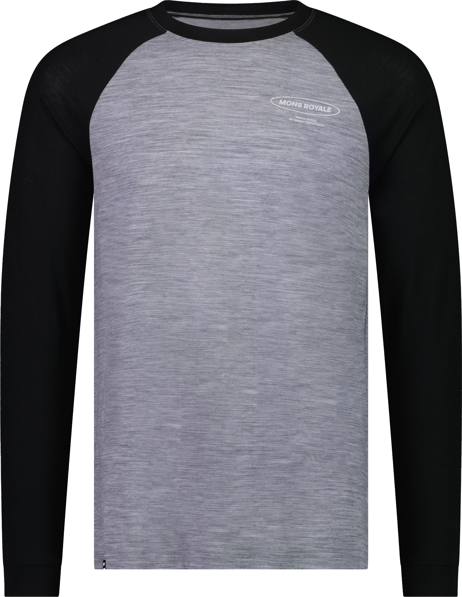 Mons Royale Men’s Icon Merino Raglan Long Sleeve Grey Heather / Black