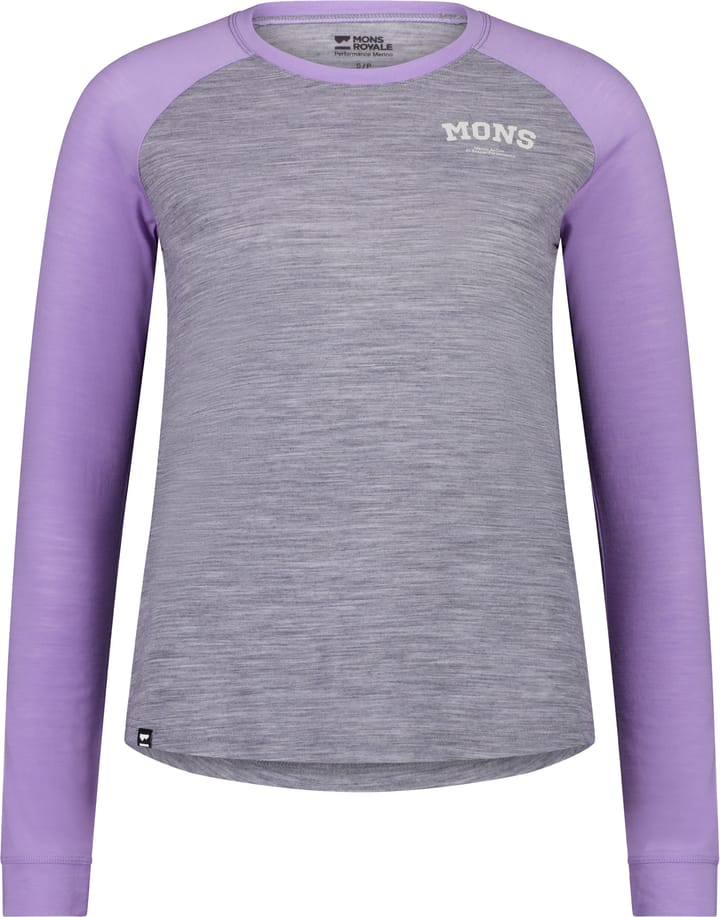 Mons Royale Women's Icon Raglan Grey Heather/lupin Mons Royale