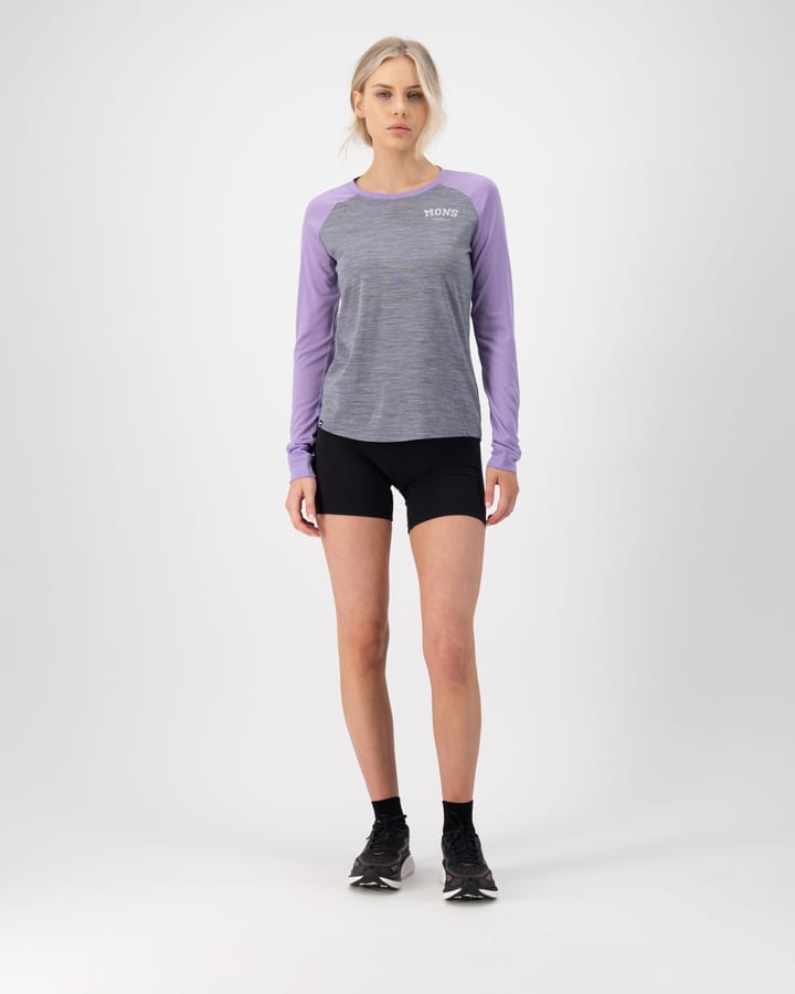 Mons Royale Women's Icon Raglan Grey Heather/lupin Mons Royale