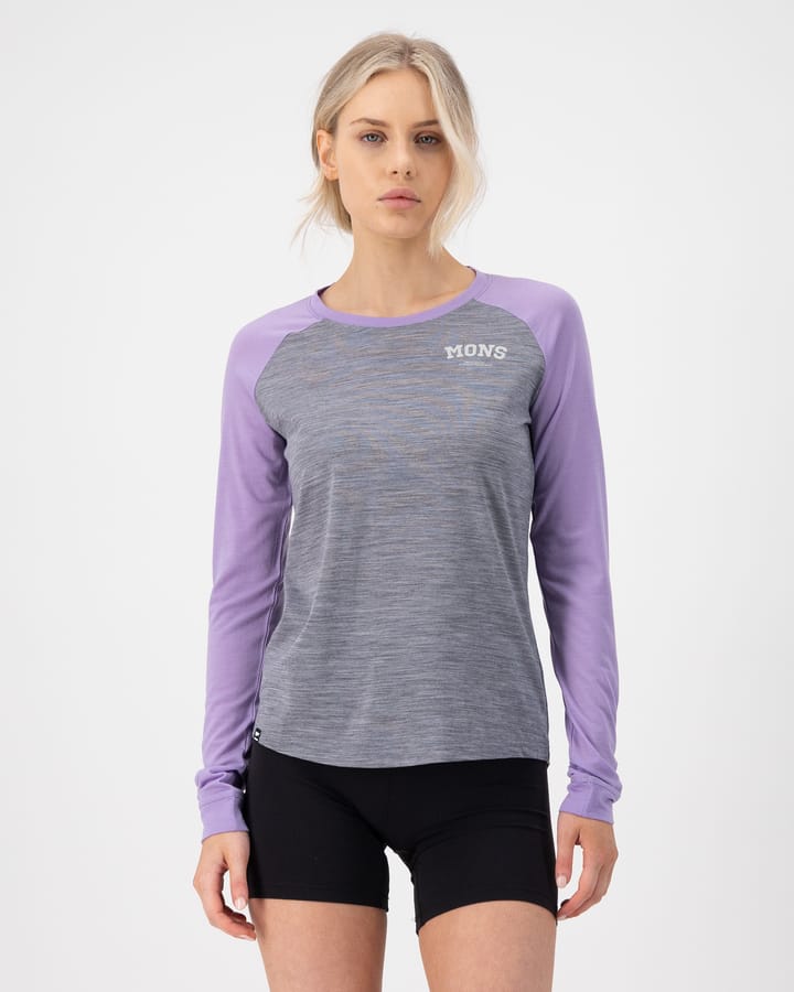 Mons Royale Women's Icon Raglan Grey Heather/lupin Mons Royale