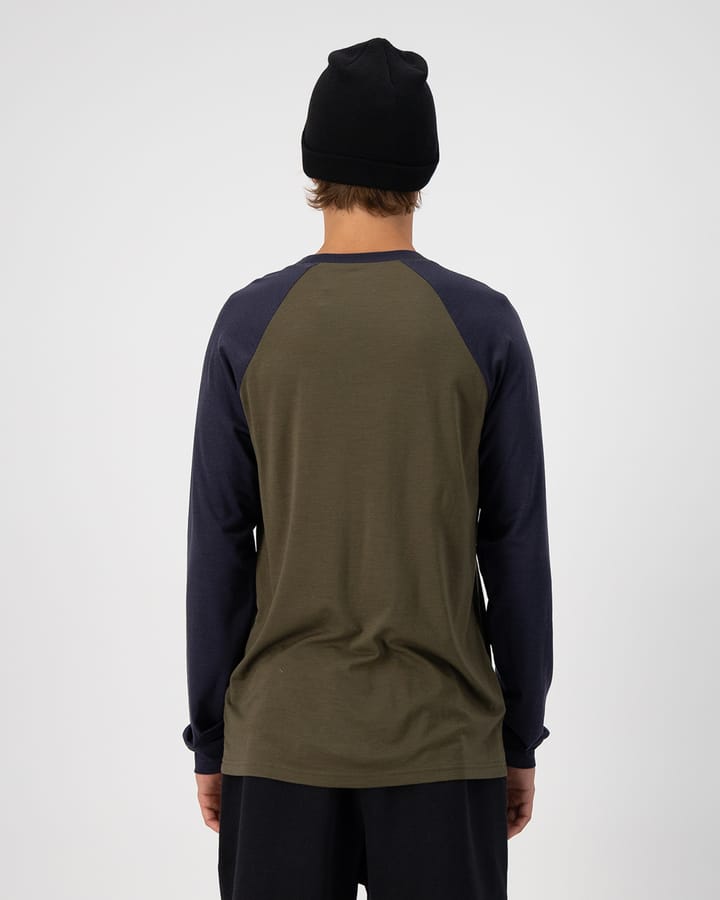 Mons Royale Men's Icon Merino Raglan Long Sleeve Dark Olive/9 Iron Mons Royale