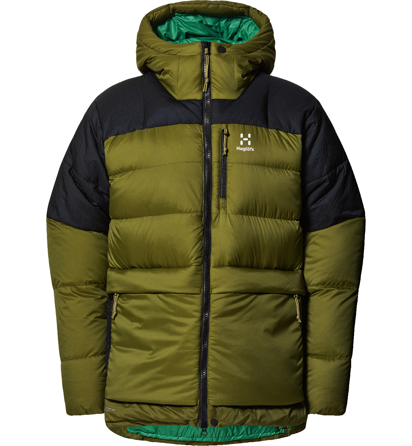 Haglöfs Men’s Riksgränsen Down 800 Hood Olive Green/True Black