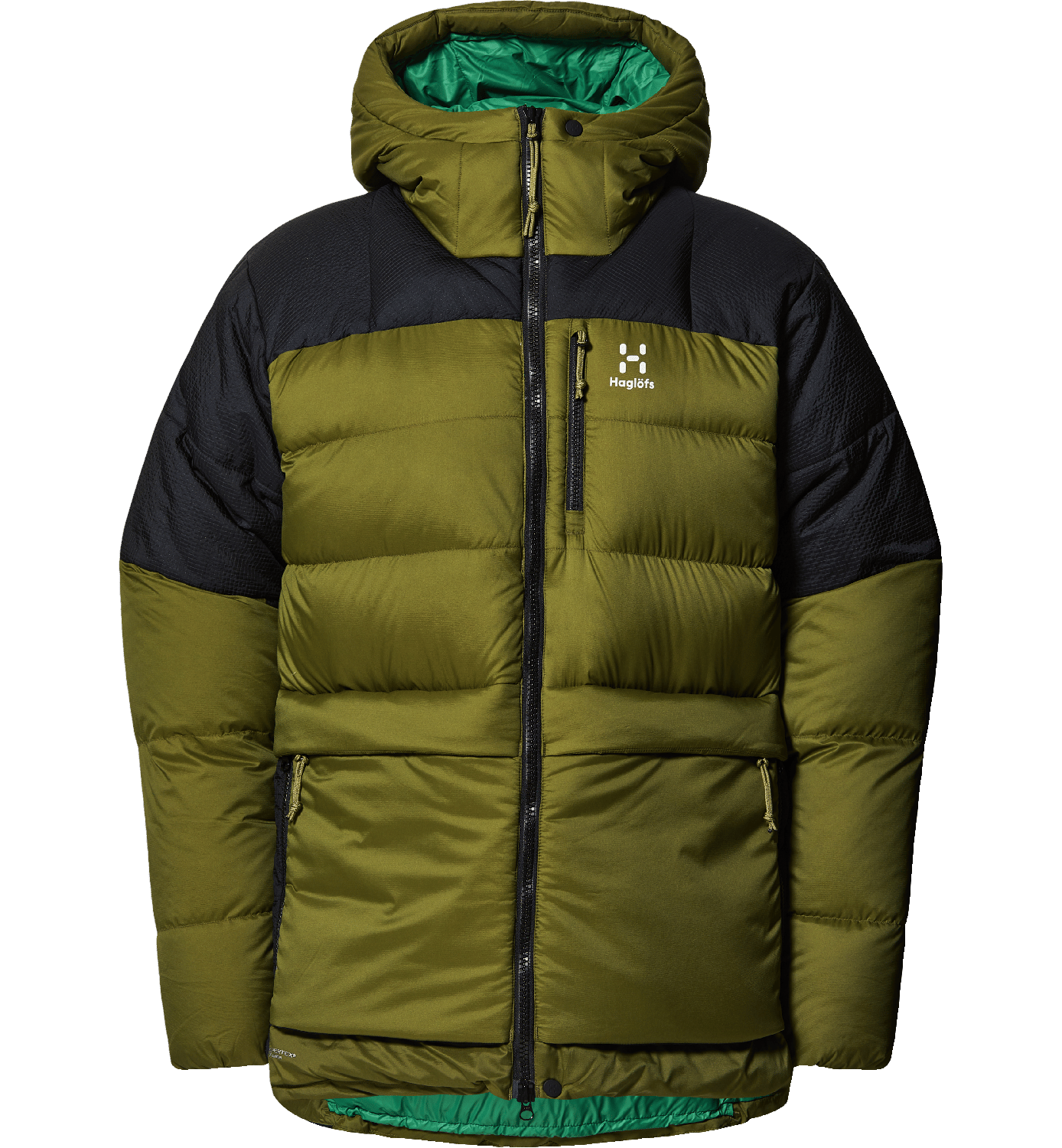 Haglöfs Men's Riksgränsen Down 800 Hood Olive Green/True Black