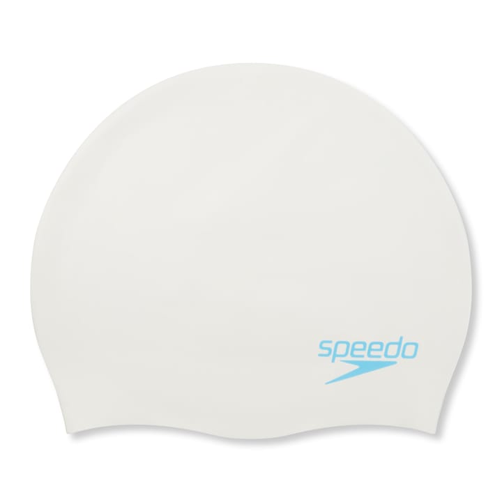 Speedo Plain Moulded Silicone Cap Junior White/Blue