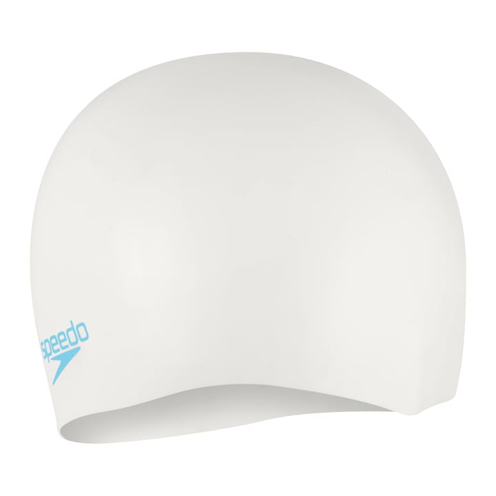 Speedo Plain Moulded Silicone Cap Junior White/Blue