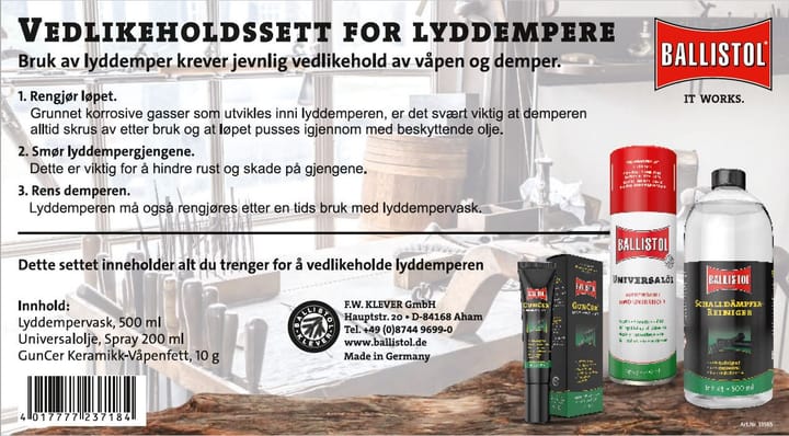 Ballistol Ballistol Lyddemper Vedlikeholdsett Ballistol