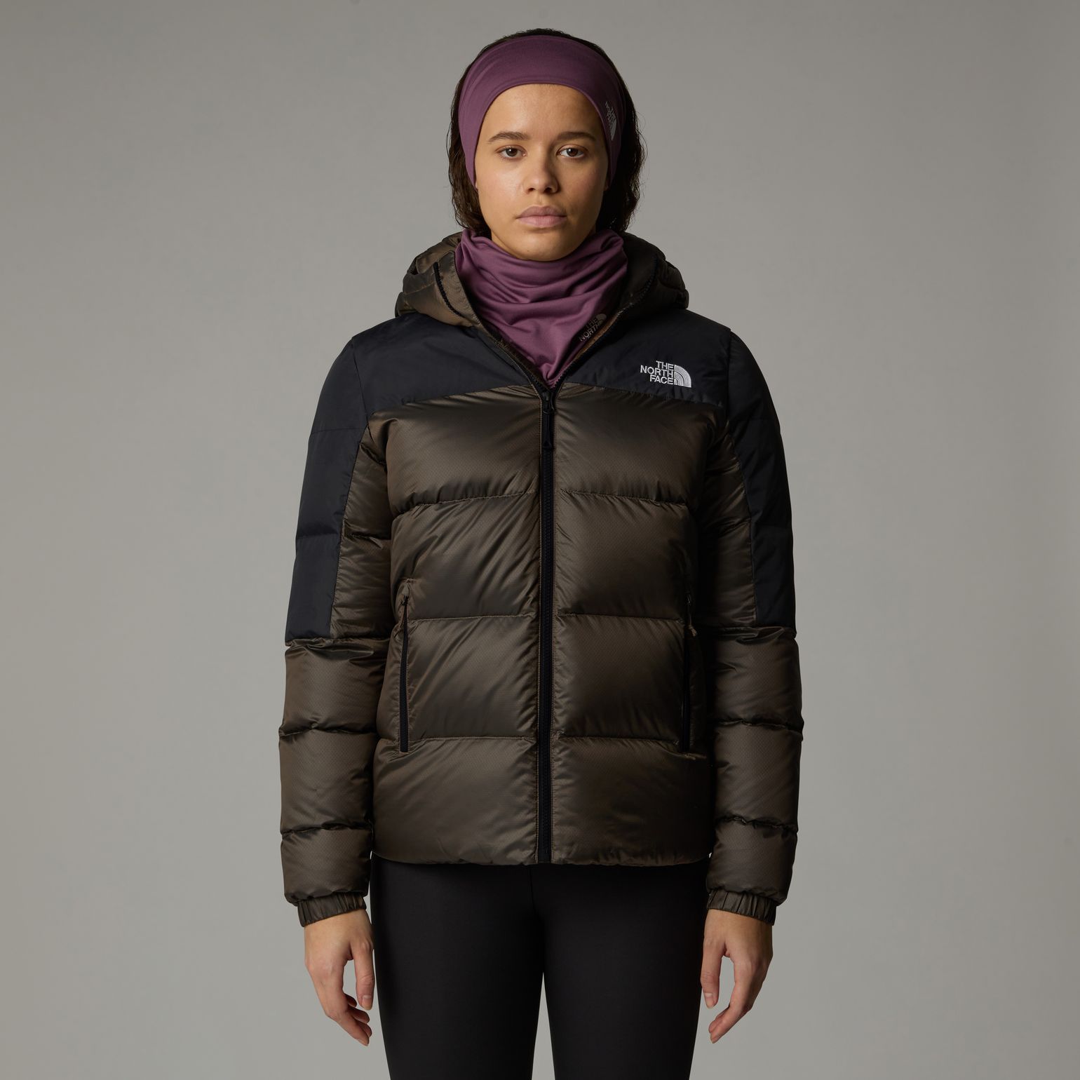 The North Face Women's Diablo Down 2.0 Hooded Jacket Smokey Brown Black Heather/TNF Black