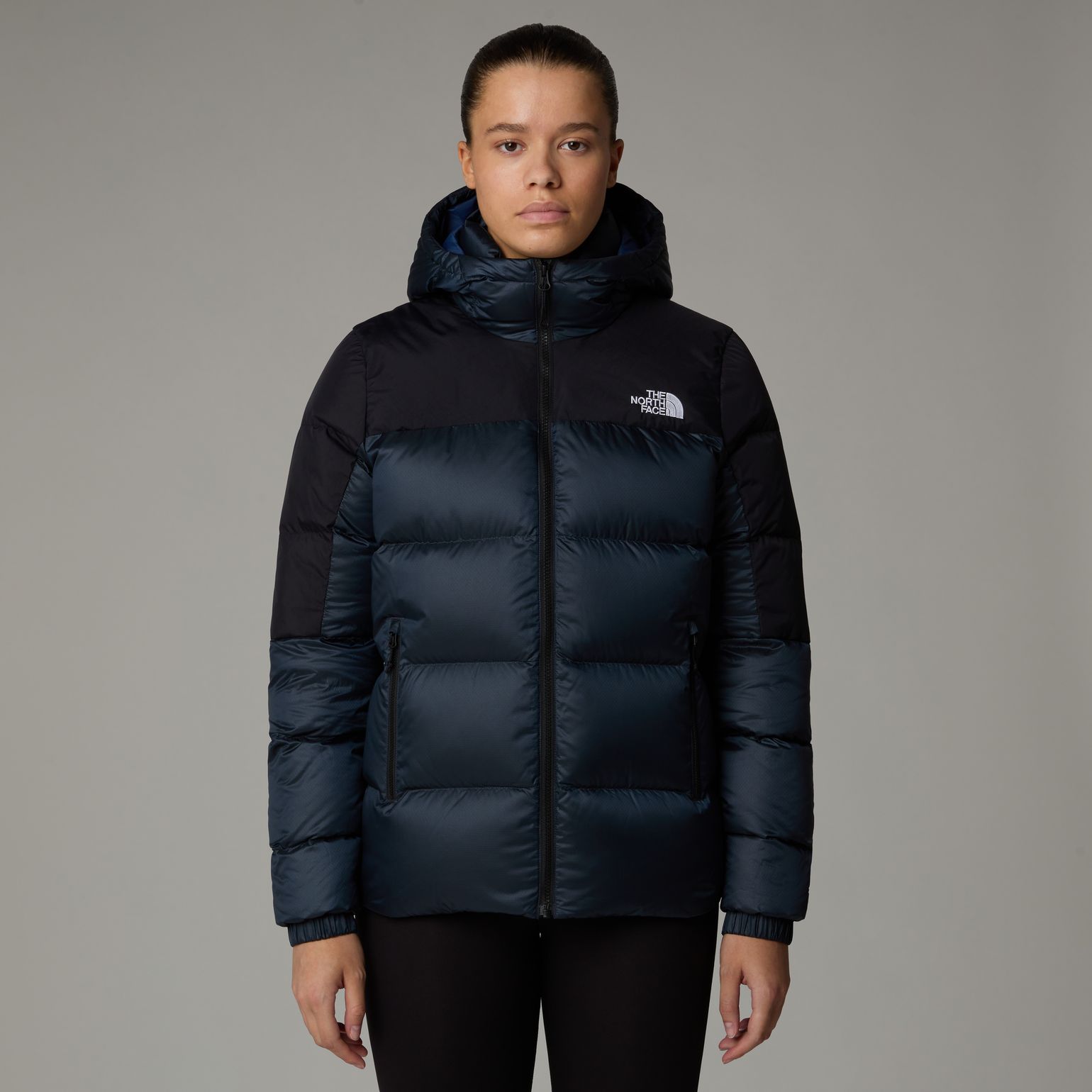 The North Face Women's Diablo Down 2.0 Hooded Jacket Shady Blue Black Heather/TNF Black