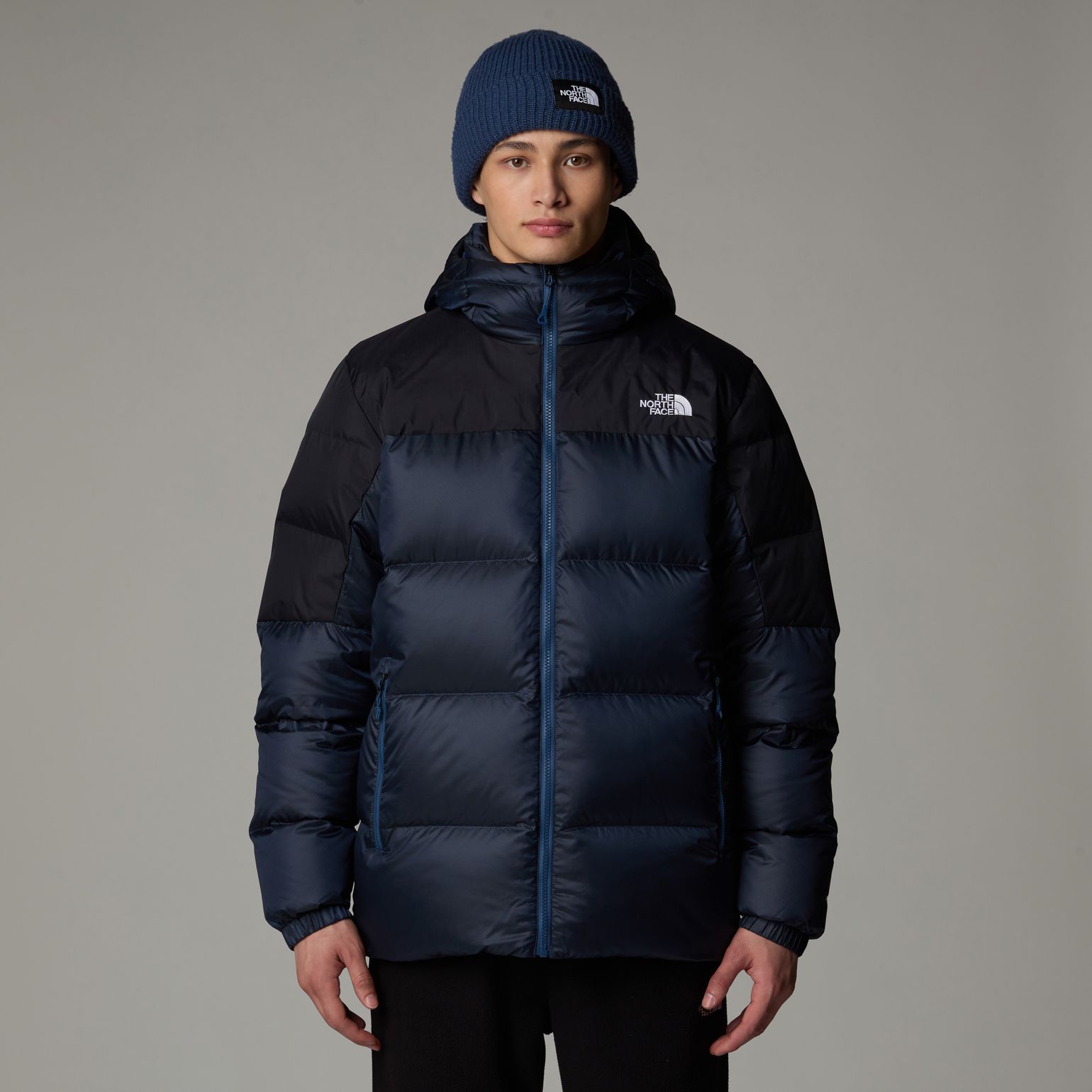 The North Face Men's Diablo Down 2.0 Hooded Jacket Shady Blue Black Heather/TNF Black