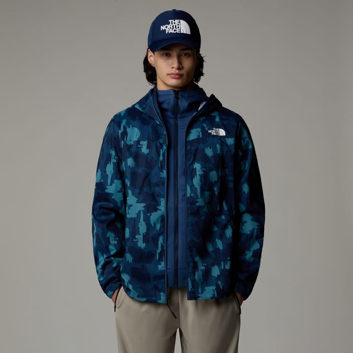 The North Face Men's Mountain Athletics Printed Hooded Wind Jacket Summit Navy Painted Mountains Print The North Face