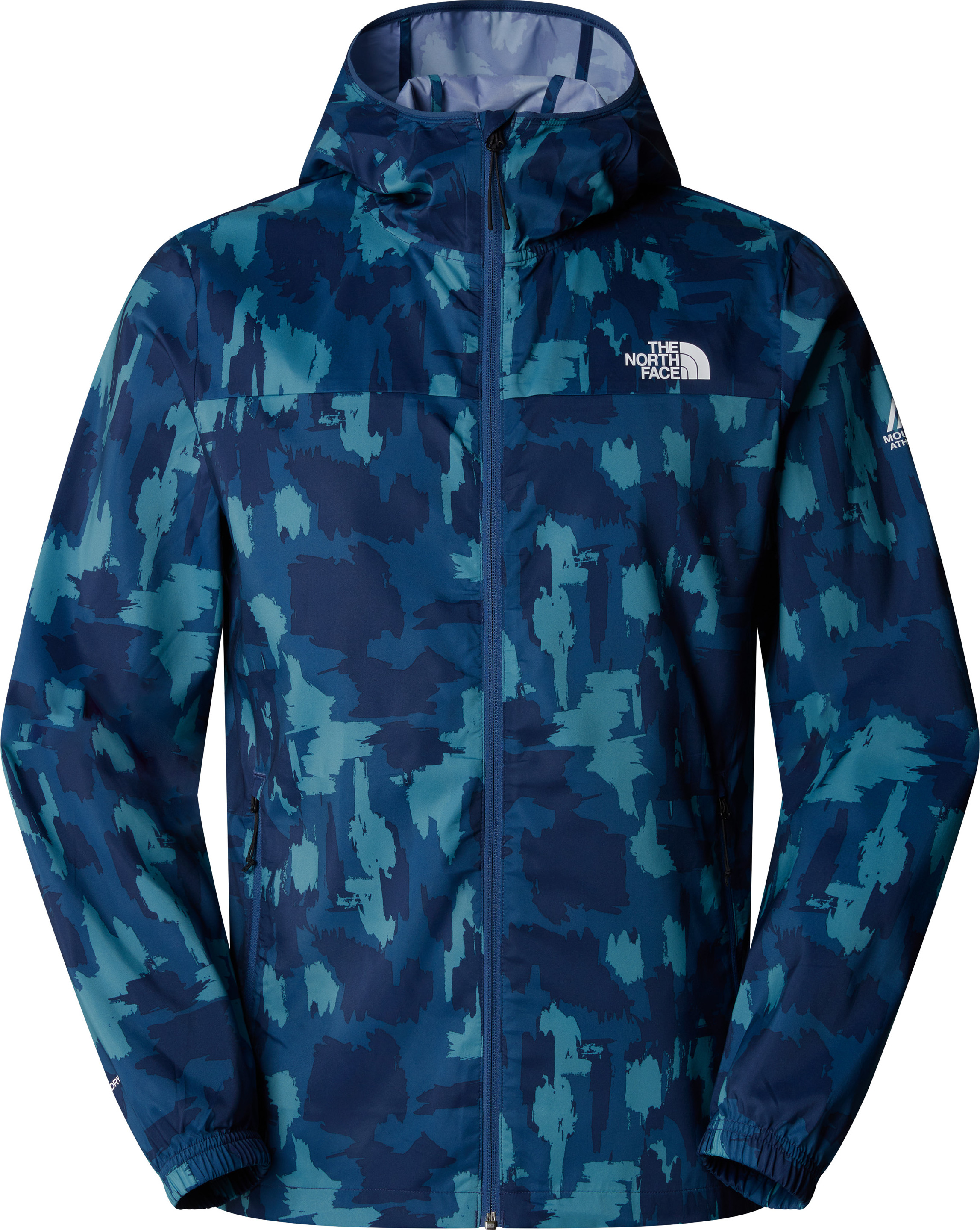 The North Face Men’s Mountain Athletics Printed Hooded Wind Jacket Summit Navy Painted Mountains Print