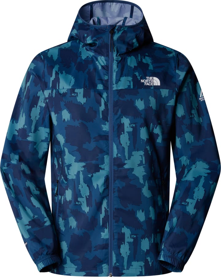 The North Face Men's Mountain Athletics Printed Hooded Wind Jacket Summit Navy Painted Mountains Print The North Face