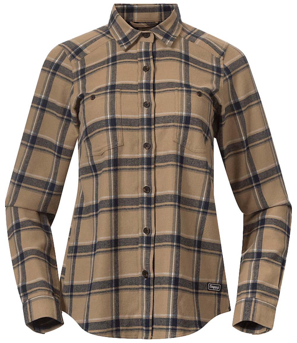 Bergans Women’s Tovdal Shirt Warm Sand/Navy Blue Check