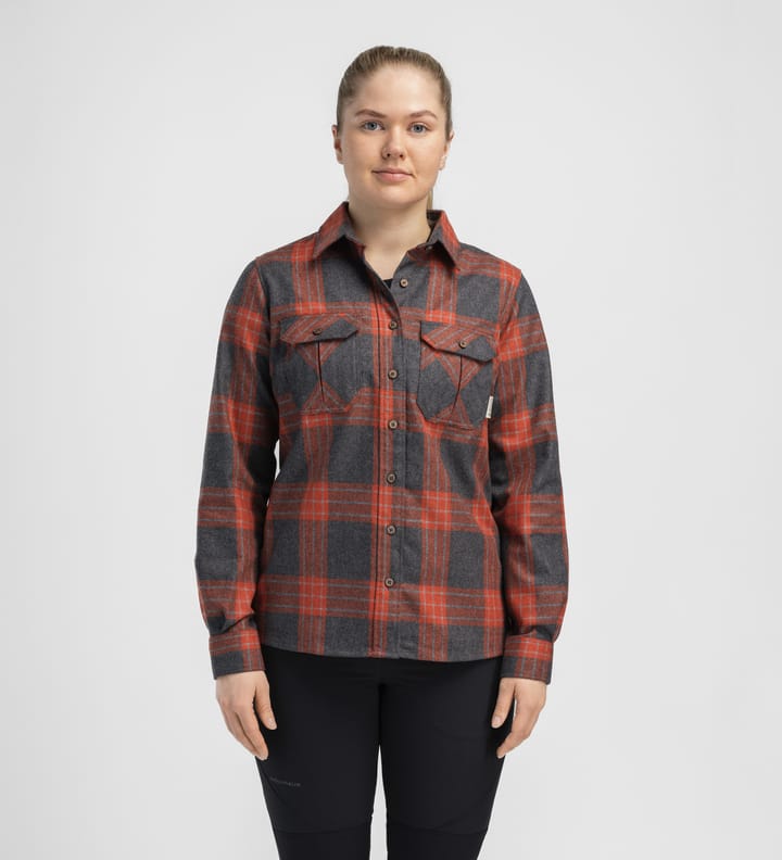 Aclima Women's ReBorn Woolshirt Check/Grey/Red Aclima