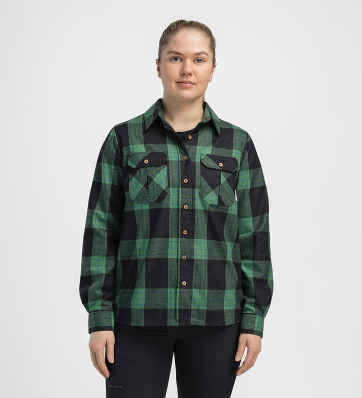 Aclima Women's ReBorn Woolshirt Check Dark Grey/Green Aclima