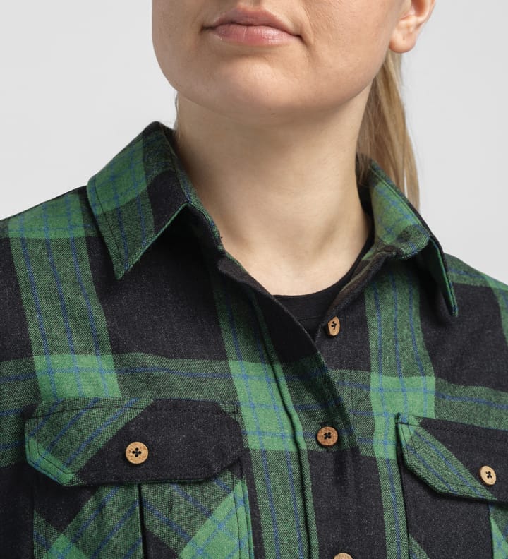 Aclima Women's ReBorn Woolshirt Check Dark Grey/Green Aclima