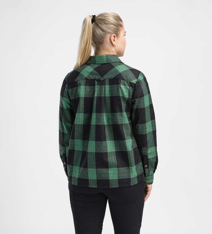 Aclima Women's ReBorn Woolshirt Check Dark Grey/Green Aclima