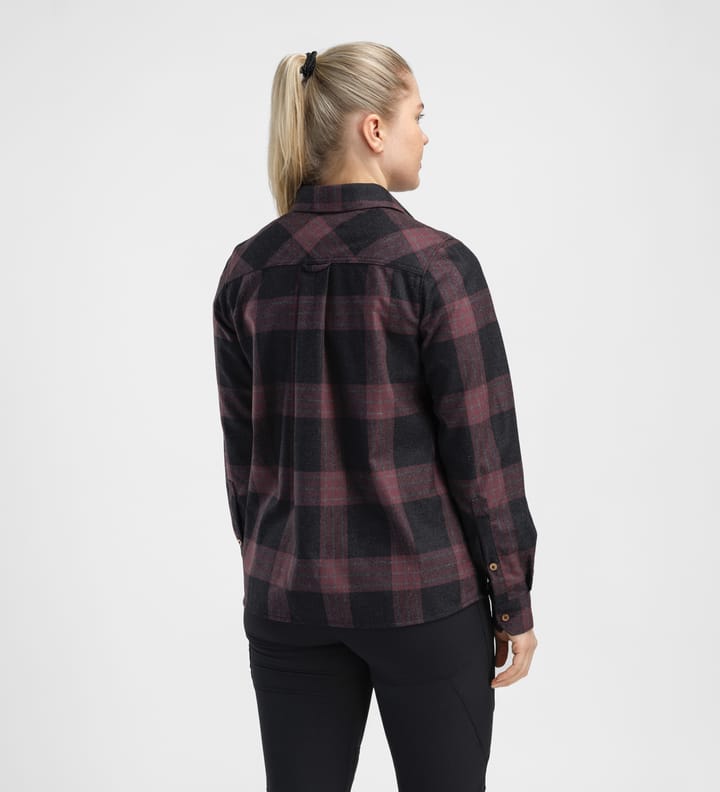 Aclima Women's ReBorn Woolshirt Check Dark Grey/Bordeaux Aclima