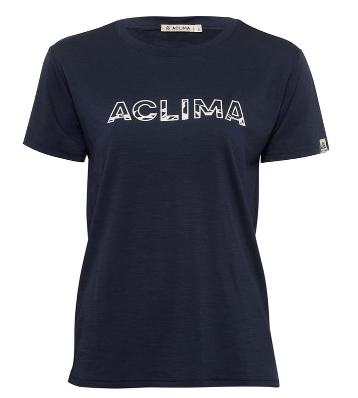 Aclima Women's LightWool 140 Classic Tee Logo Navy Blazer Aclima