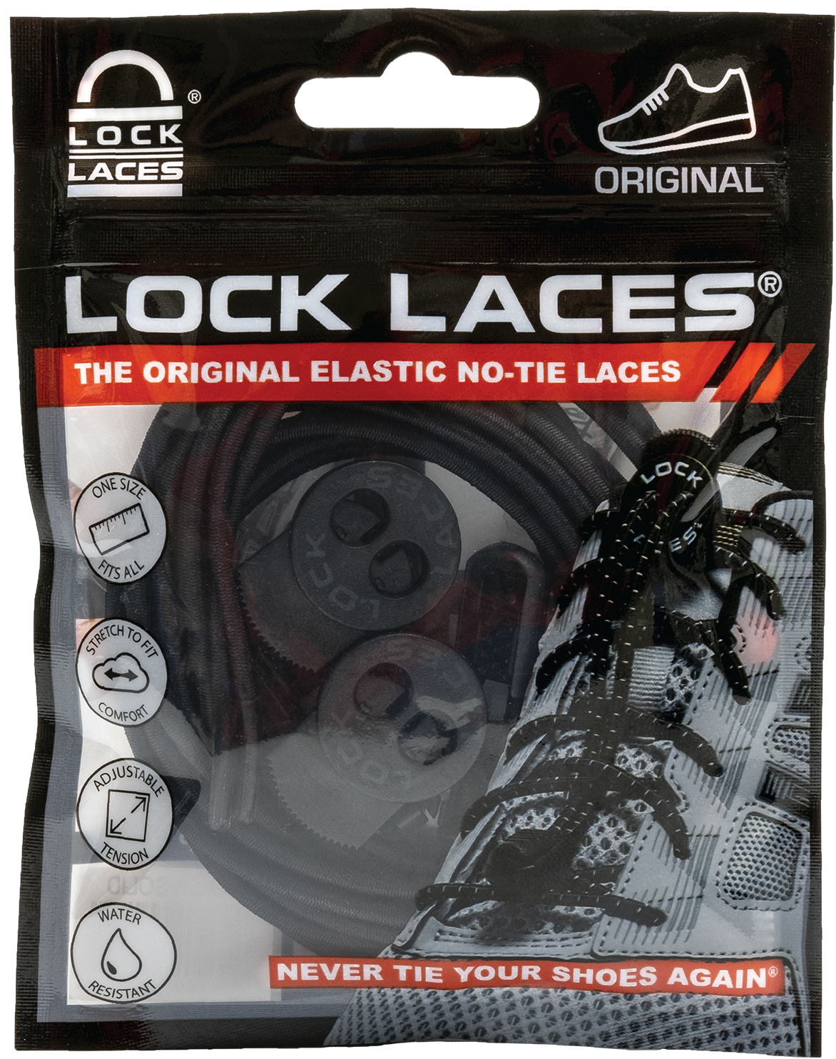 Lock Laces No Tie Shoelaces Solid Black