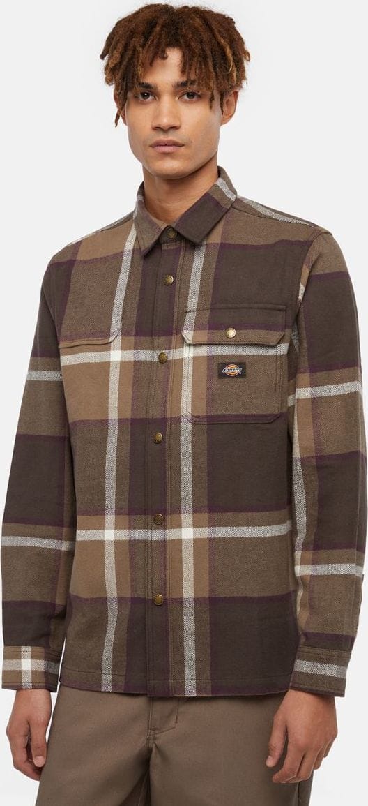 Dickies Men's Nimmons Long Sleeve Shirt Dark Brown Dickies