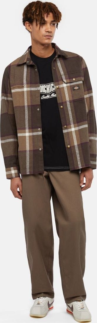 Dickies Men's Nimmons Long Sleeve Shirt Dark Brown Dickies