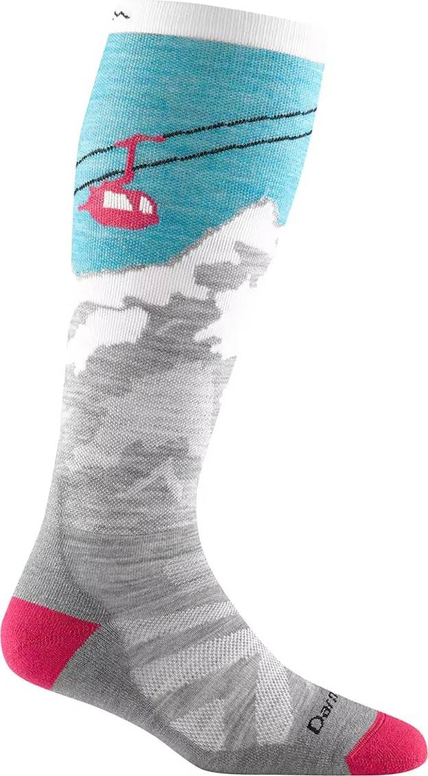 Darn Tough Women's Ski Socks Yeti Cushion  Aqua Darn Tough