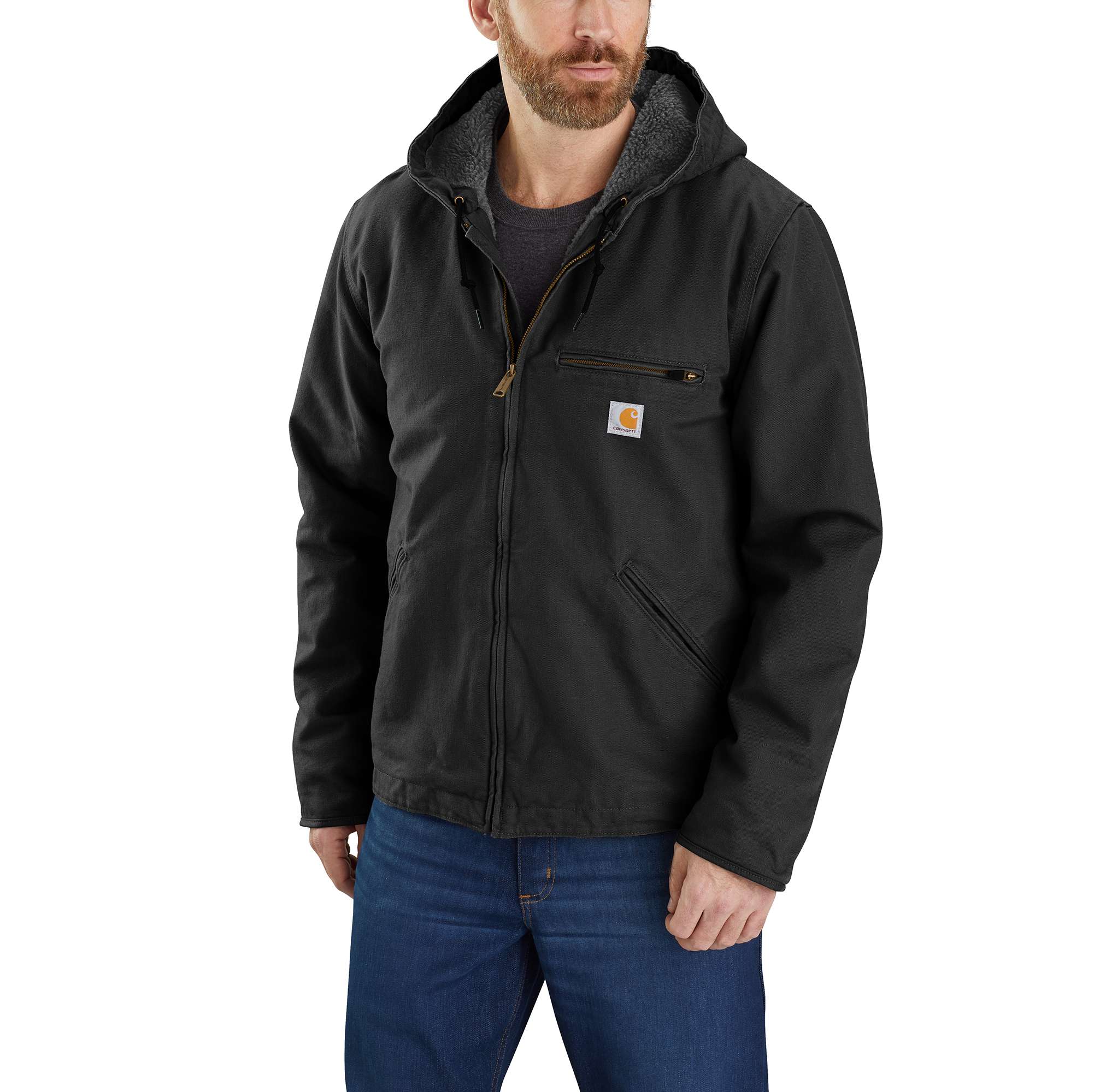 Carhartt Men’s Washed Duck Sherpa Lined Jacket Black