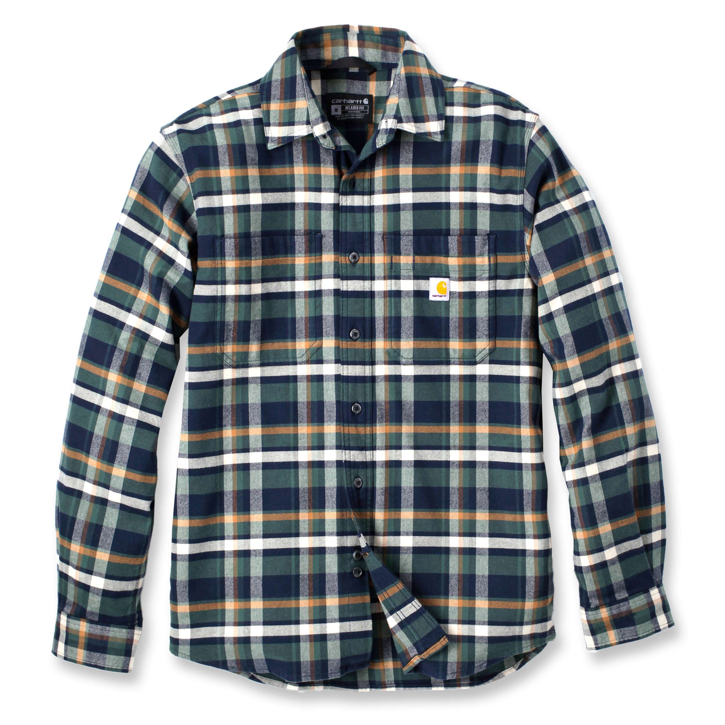 Carhartt Men’s Flannel L/S Plaid Shirt Heavy Navy