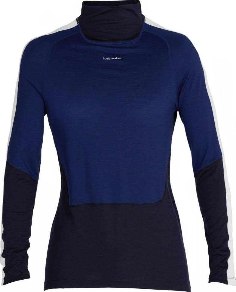 Icebreaker Women’s 200 Sone Longsleeve High Nec Mid Navy/Royal Navy/Snow/Core Black