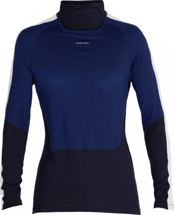 Icebreaker Women's 200 Sone Longsleeve High Nec Mid Navy/Royal Navy/Snow/Core Black Icebreaker