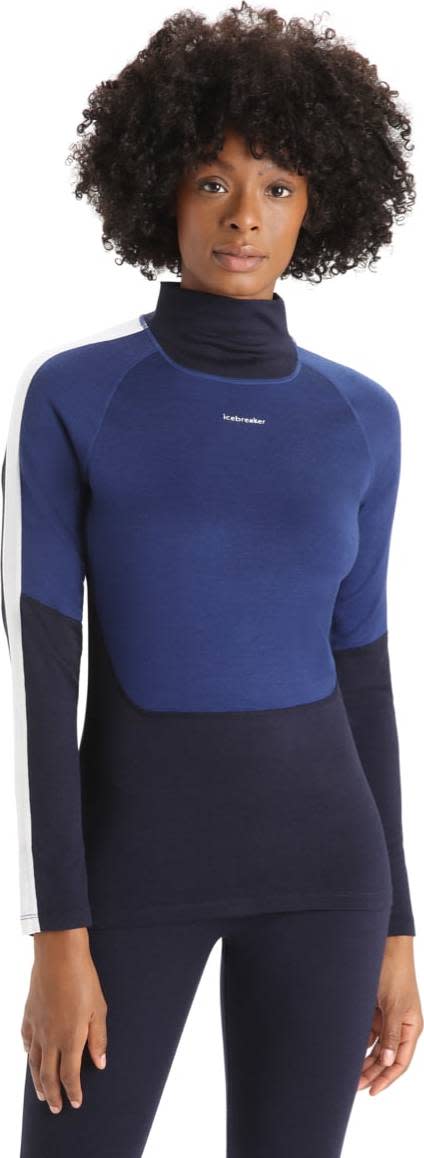 Icebreaker Women's 200 Sone Longsleeve High Nec Mid Navy/Royal Navy/Snow/Core Black Icebreaker