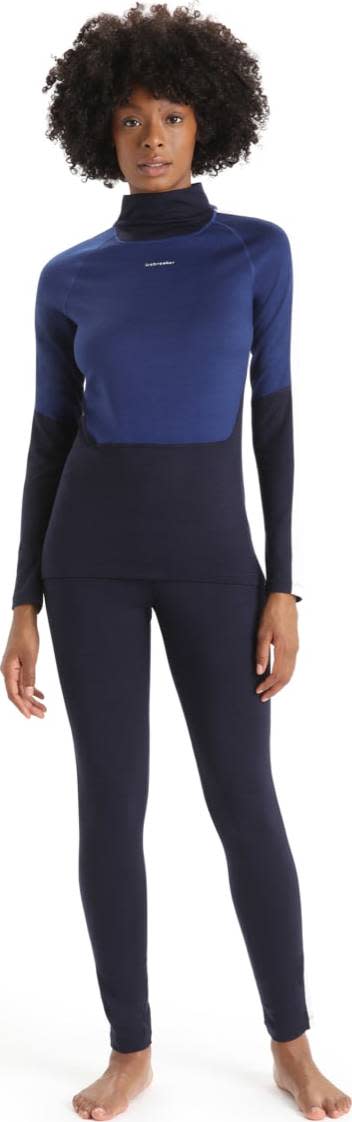 Icebreaker Women's 200 Sone Longsleeve High Nec Mid Navy/Royal Navy/Snow/Core Black Icebreaker