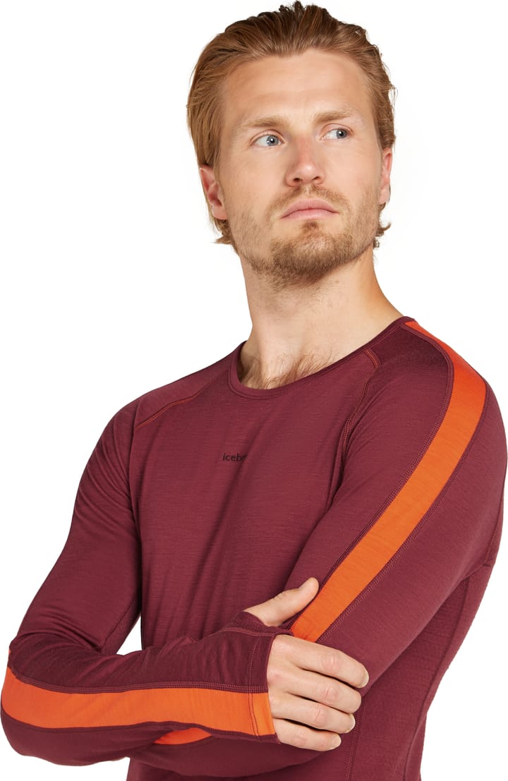 Icebreaker Men's Zoneknit 200 Long Sleeve Crewe Port/Blaze/Core Black Icebreaker