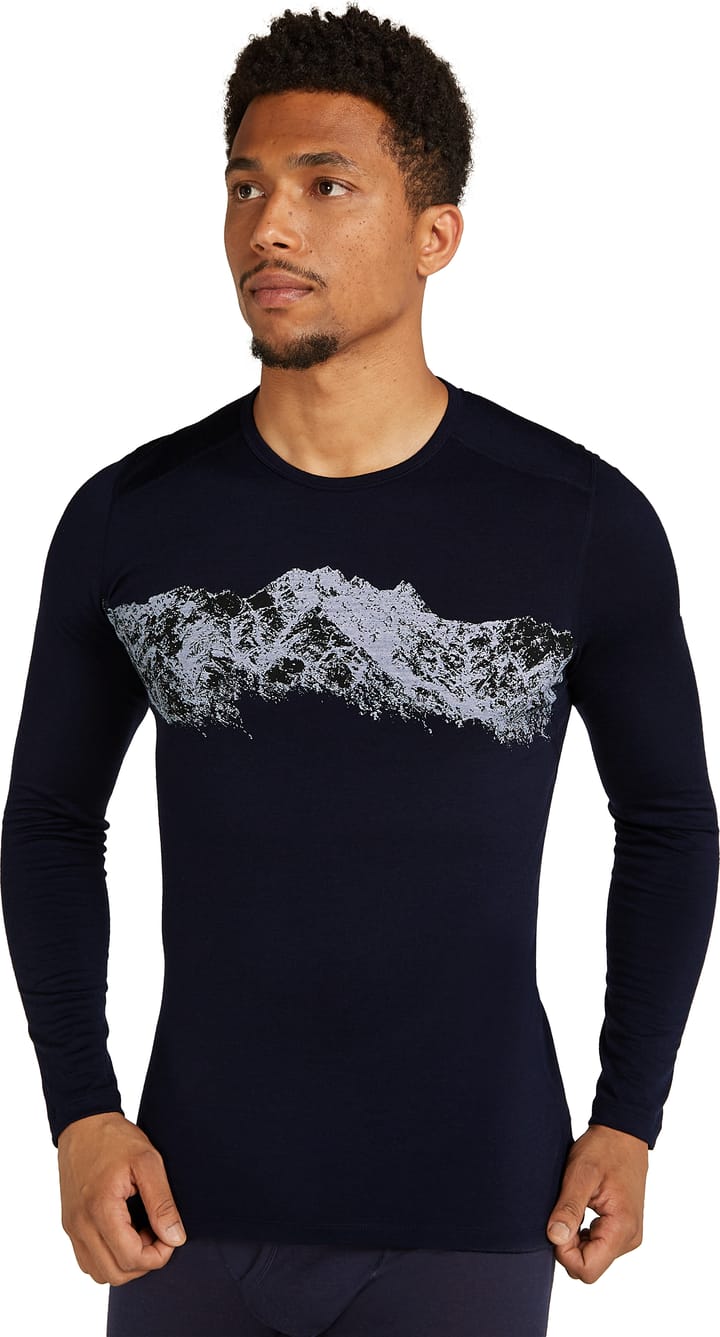 Icebreaker Men's Merino 200 Oasis Longsleeve Crewe Remarkables Midnight Navy Icebreaker