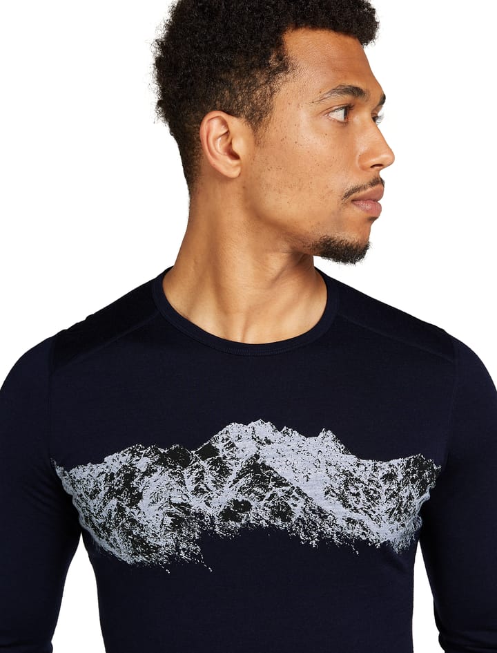 Icebreaker Men's Merino 200 Oasis Longsleeve Crewe Remarkables Midnight Navy Icebreaker