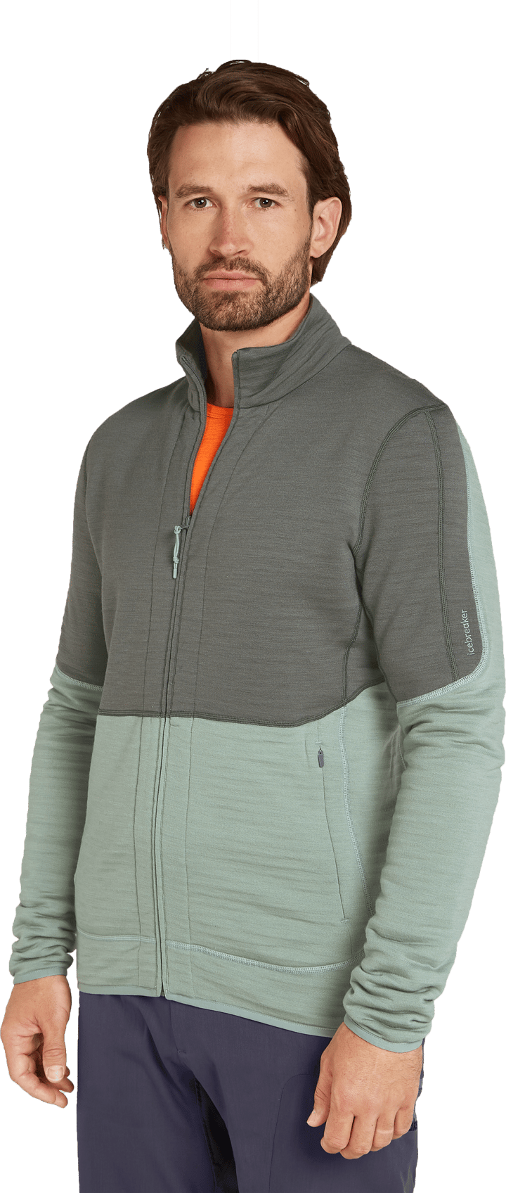 Icebreaker Men's Merino 400 Realfleece Descender Longsleeve Zip Galaxy/Moss/Core Black Icebreaker