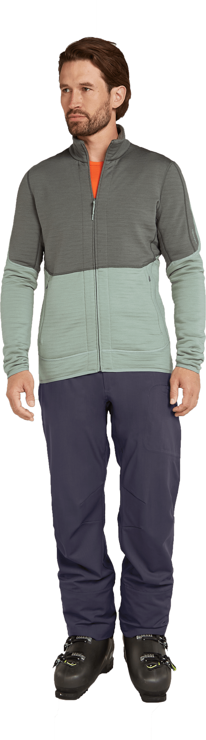 Icebreaker Men's Merino 400 Realfleece Descender Longsleeve Zip Galaxy/Moss/Core Black Icebreaker