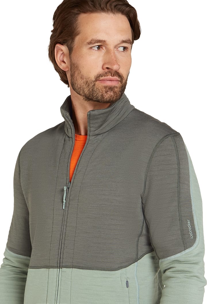 Icebreaker Men's Merino 400 Realfleece Descender Longsleeve Zip Galaxy/Moss/Core Black Icebreaker