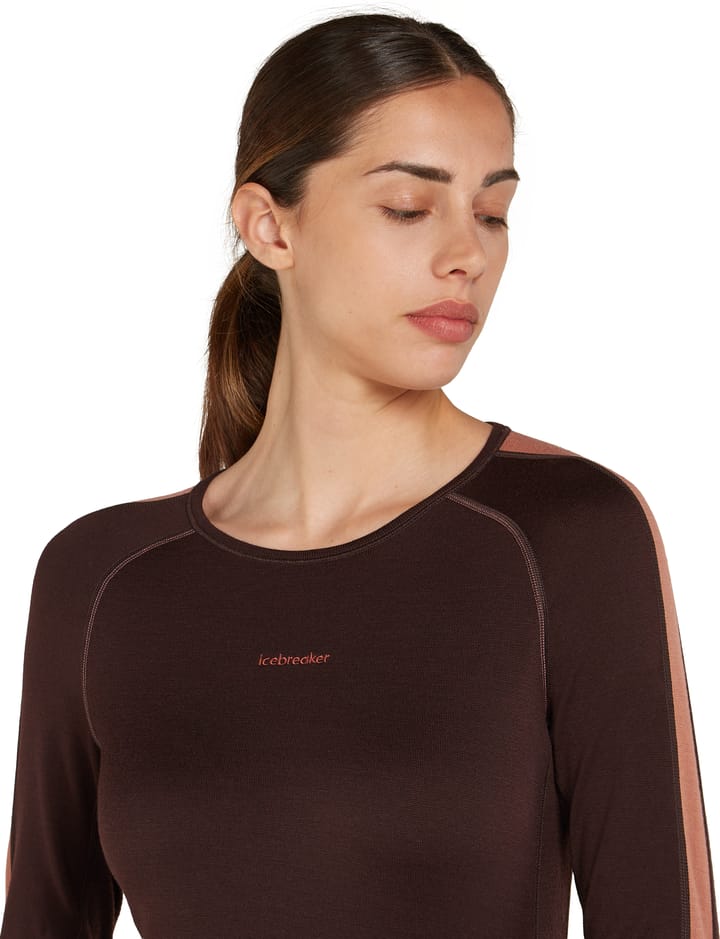 Icebreaker Women's Zoneknit 260 Longsleeve Crewe Bittersweet/Cedar Wood/Core Black Icebreaker