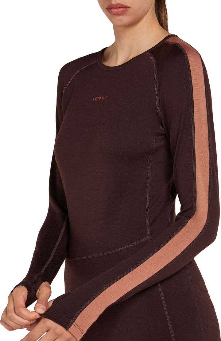 Icebreaker Women's Zoneknit 260 Longsleeve Crewe Bittersweet/Cedar Wood/Core Black Icebreaker