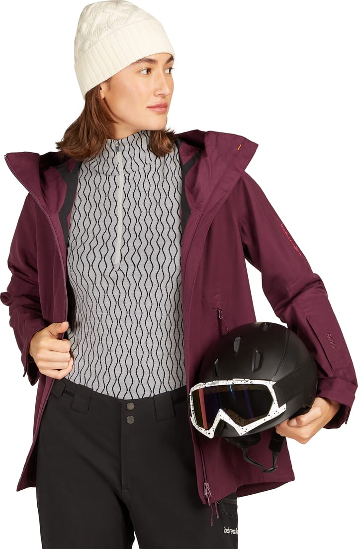 Icebreaker Women's Merino 260 Vertex Longsleeve Zip On-Piste Snow/black Icebreaker