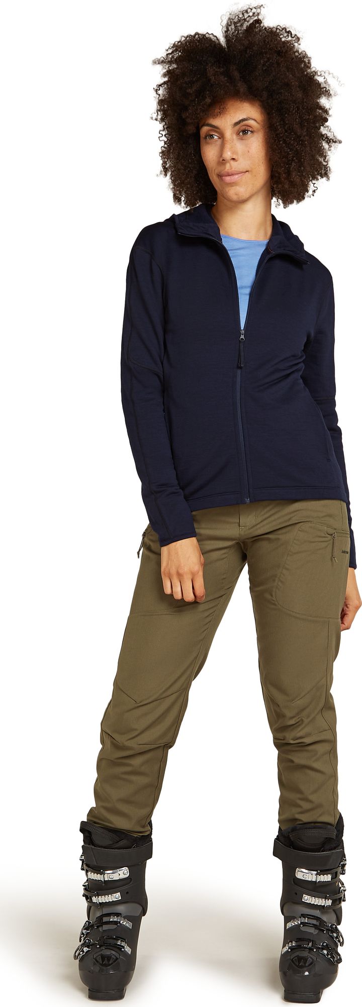 Icebreaker Women's Merino 360 Realfleece Elementary Longsleeve Zip Hood Midnight Navy Icebreaker