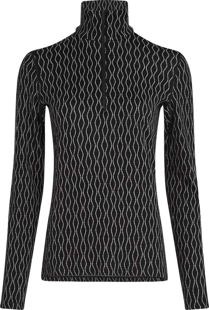 Icebreaker Women's Merino 260 Vertex Longsleeve Zip On-Piste Black/Snow Icebreaker