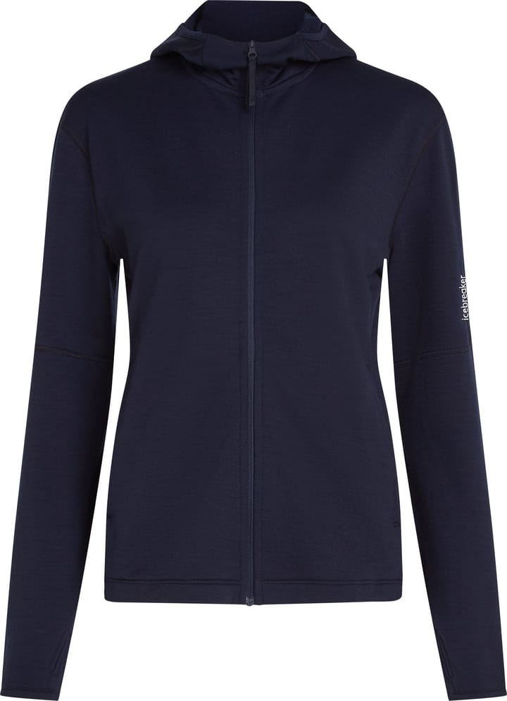 Icebreaker Women's Merino 360 Realfleece Elementary Longsleeve Zip Hood Midnight Navy Icebreaker