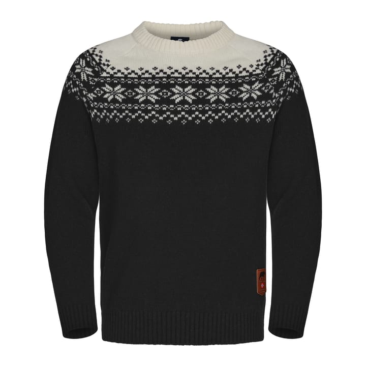 Gridarmor Men's Snøkrystall Round Neck Ullgenser Black/White Gridarmor